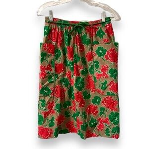 Vintage Peter Popovitch Tan Red Green Floral Skirt Women’s Size Small Spring